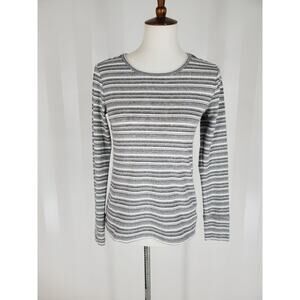 GAP Feather Tee Women's Silver & White Striped Top Sz S